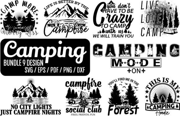 Camping Summer Camper Bundle SVG PNG