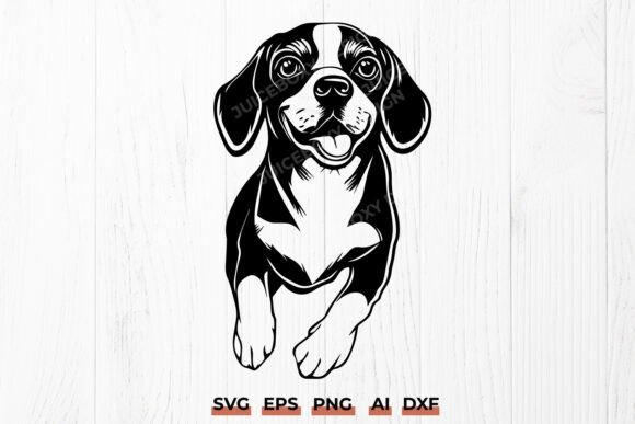 Happy Running Beagle Dog SVG PNG Clipart